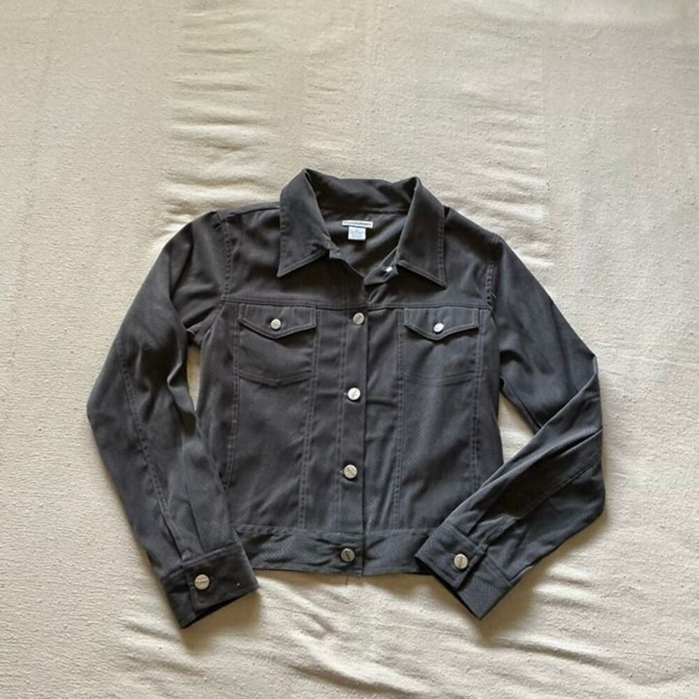 Y2K Evolution Not Revolution Black Button-Down Jacket Size M